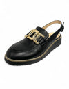 Ozten Black Tumble Leather Flats