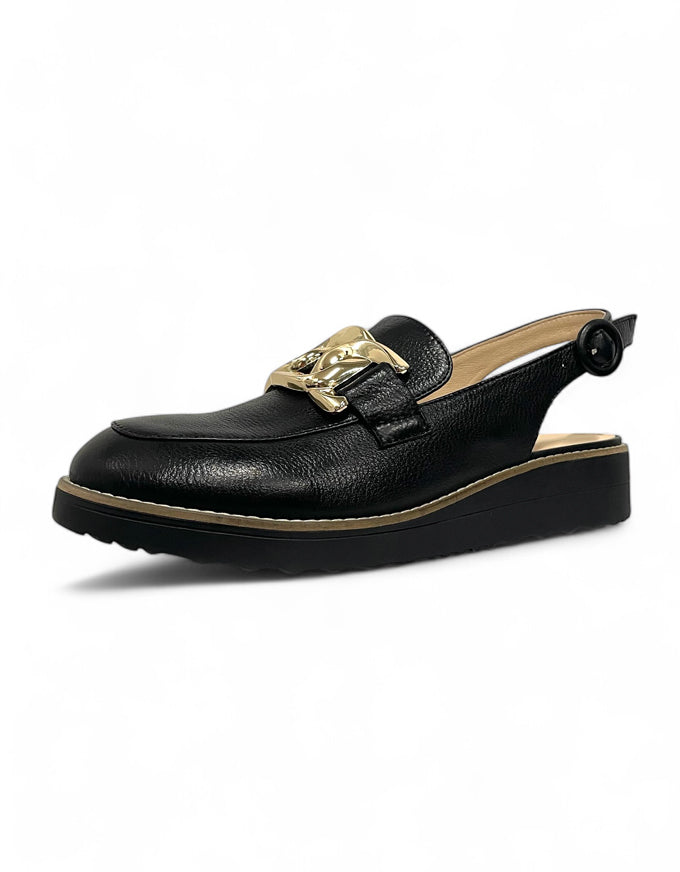 Ozten Black Tumble Leather Flats