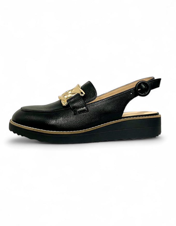 Ozten Black Tumble Leather Flats