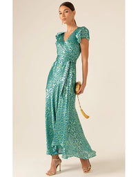 Siren Sea Maxi Wrap Dress Aqua Turquoise