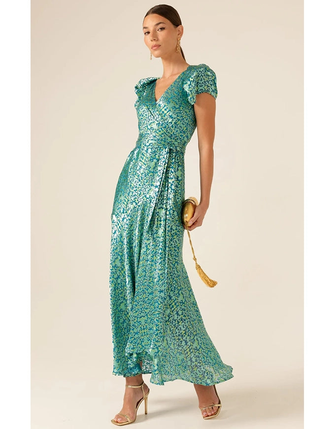 Siren Sea Maxi Wrap Dress Aqua Turquoise