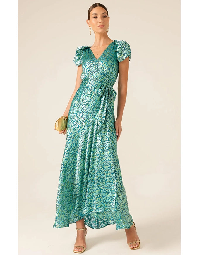 Siren Sea Maxi Wrap Dress Aqua Turquoise