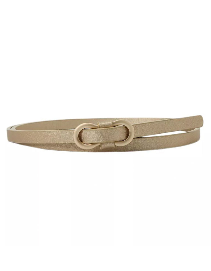 Skinny Faux Leather Belt Gold