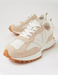 Orange Sneaker - Beige/White Suede