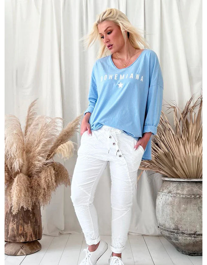 Star Long Sleeve Top Light Blue