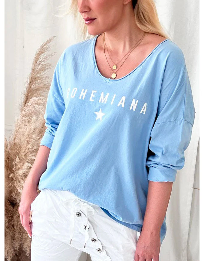 Star Long Sleeve Top Light Blue