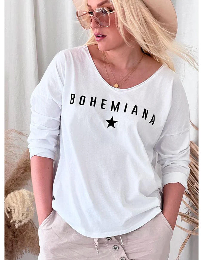 Star Long Sleeve Top White