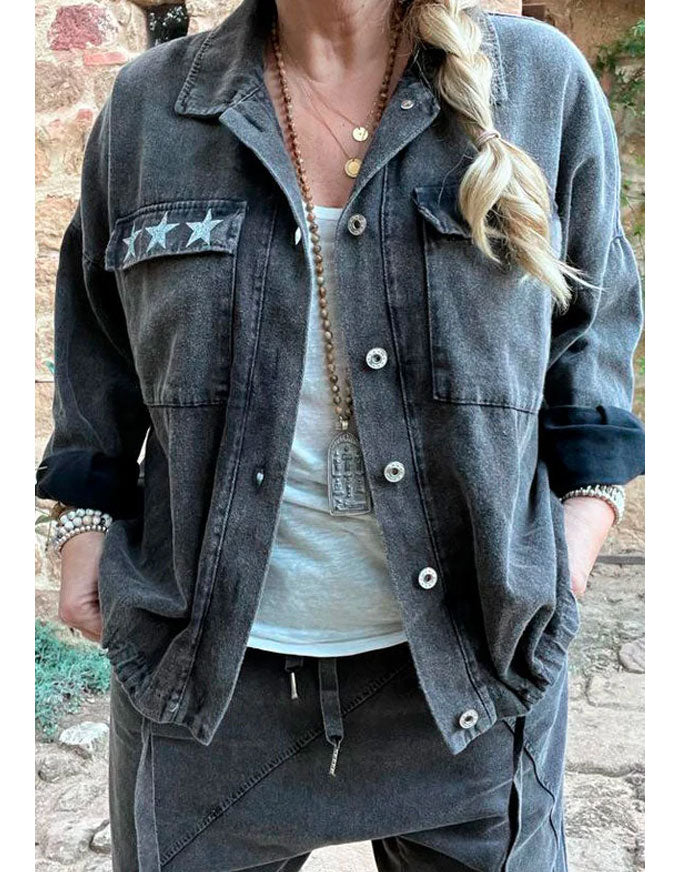 The Stardust Denim Jacket in Grey, from Bohemiana.