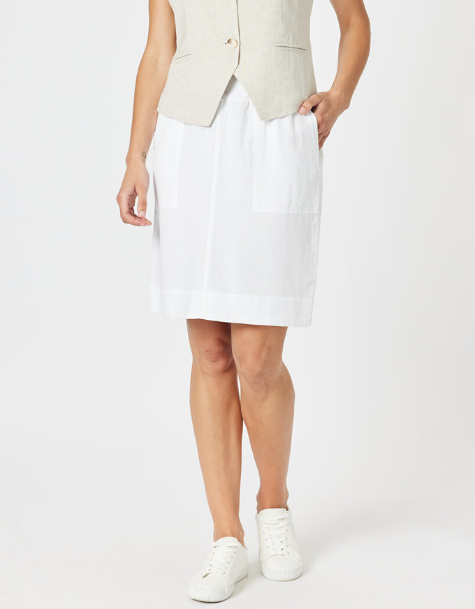 Stitch Hem Skirt White