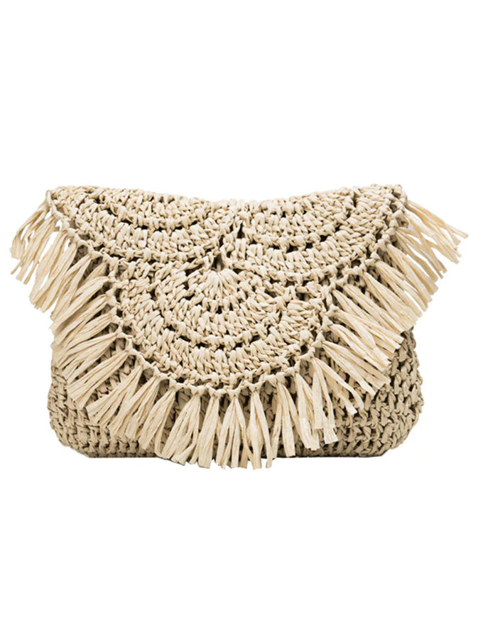 Woven Straw Clutch Natural