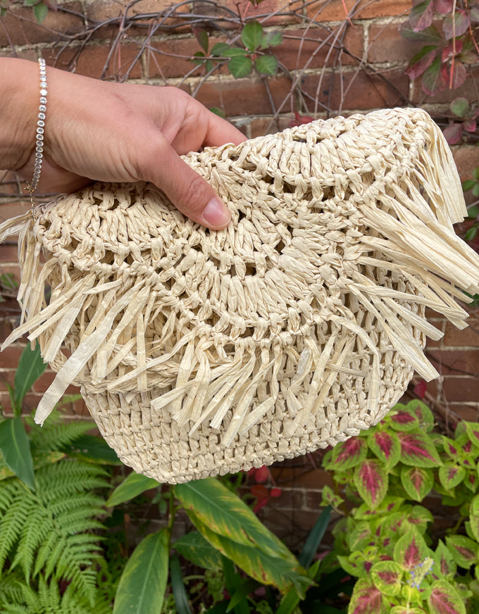 Woven Straw Clutch Natural