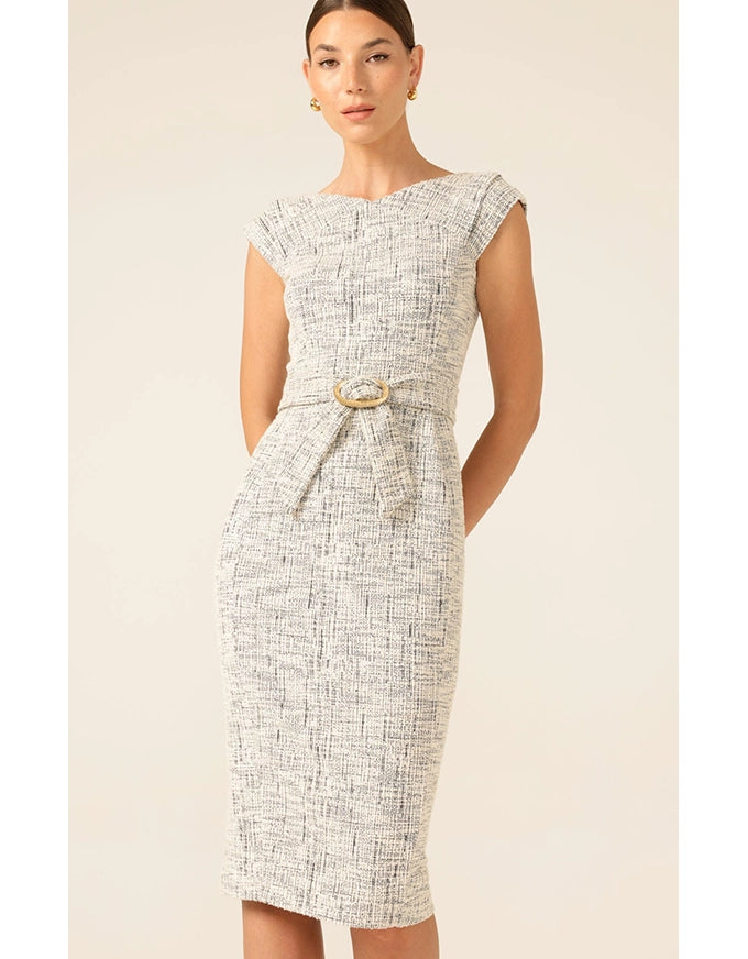 Stream Slate Dress Ivory/Charcoal Tweed