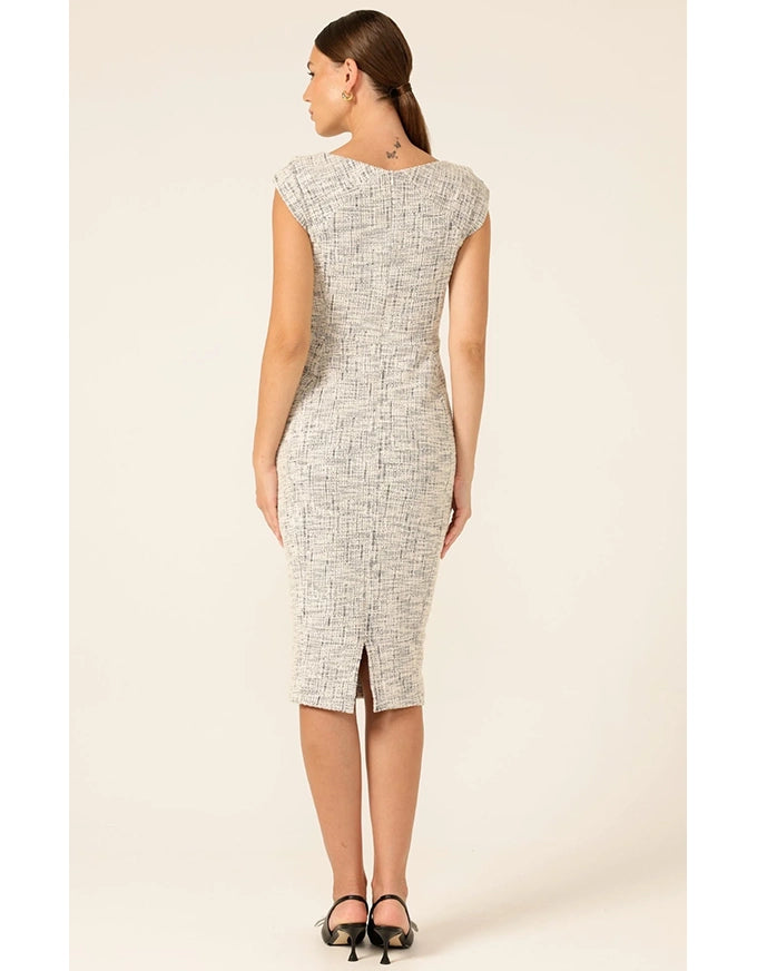 Stream Slate Dress Ivory/Charcoal Tweed