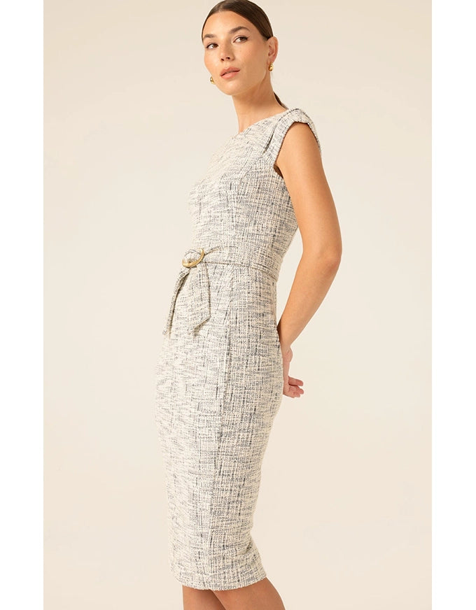 Stream Slate Dress Ivory/Charcoal Tweed