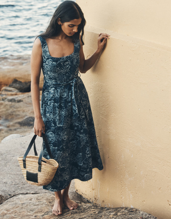 Tatiana Print Denim Midi Dress