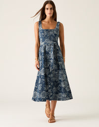 Tatiana Print Denim Midi Dress