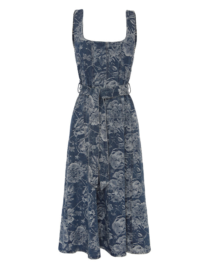 Tatiana Print Denim Midi Dress