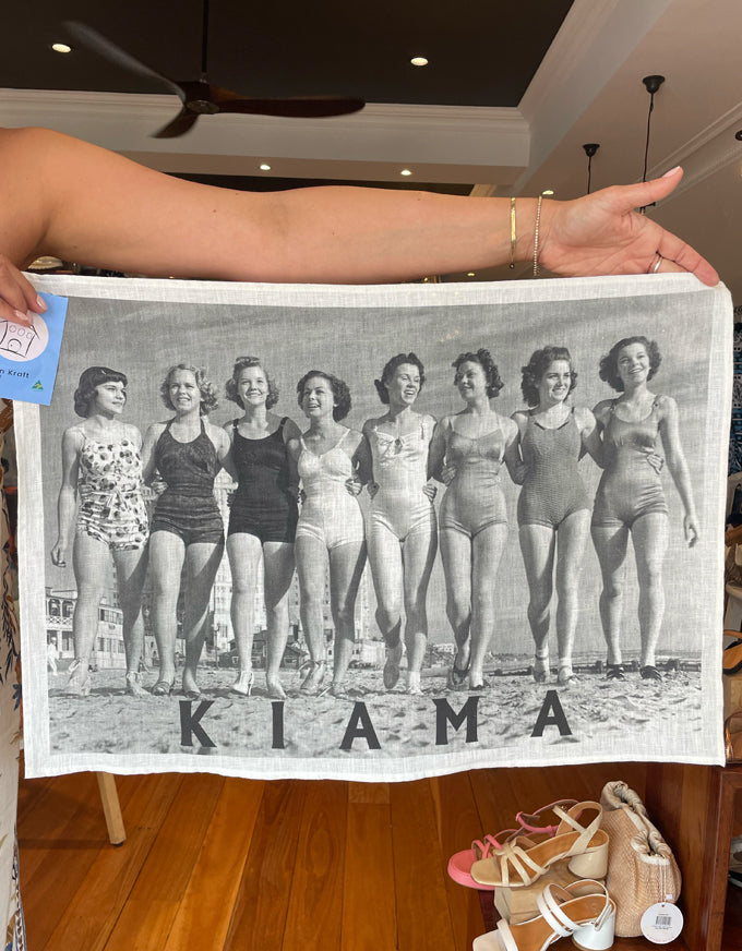 Natural Linen Tea Towel - 8 Beach Babes Kiama