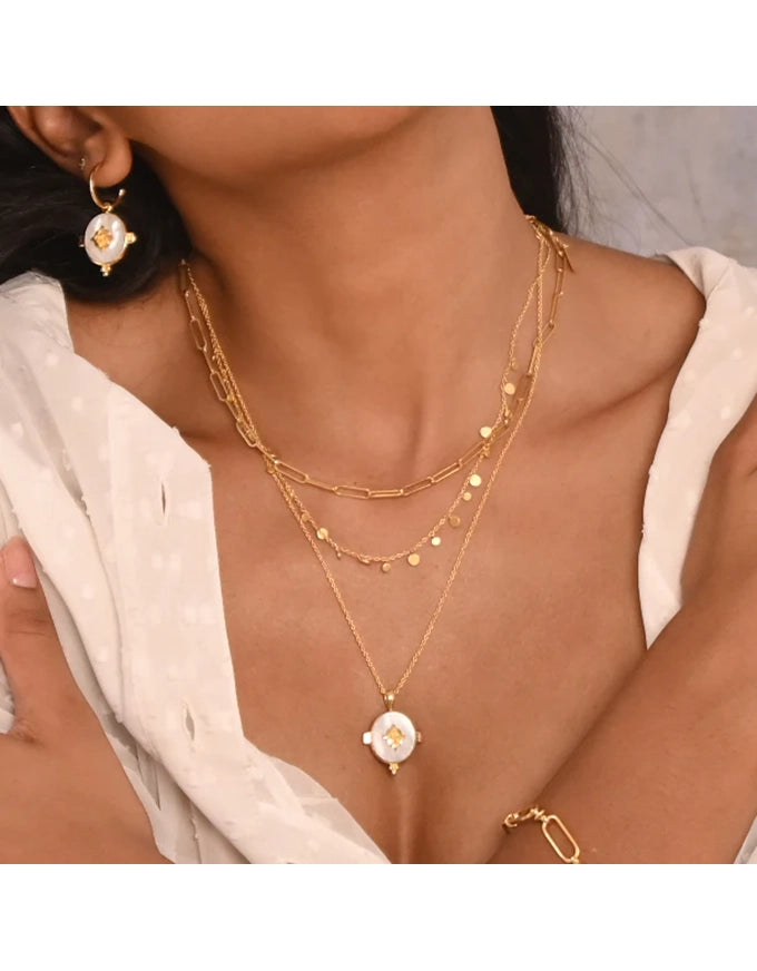Oval Necklace w MOP 18KT YGP