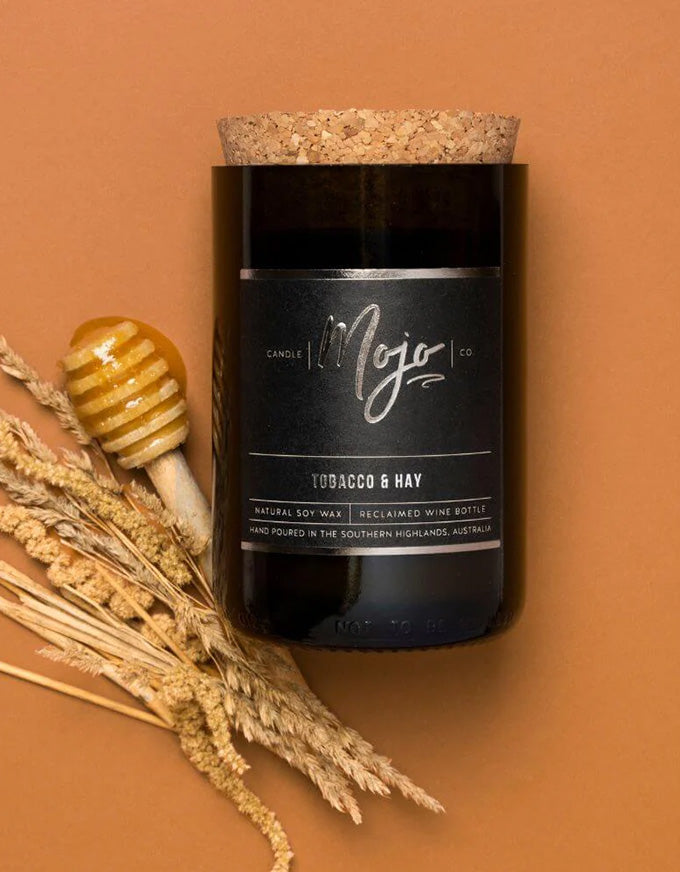 Wine Bottle Candle Tobacco & Hay
