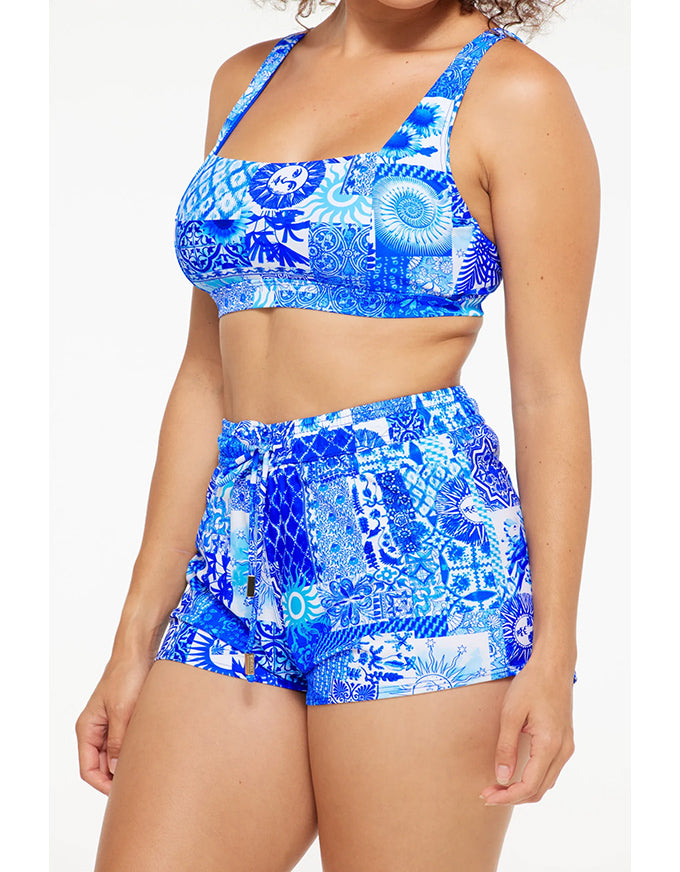 Delta Blue Drawstring Beach Shorts