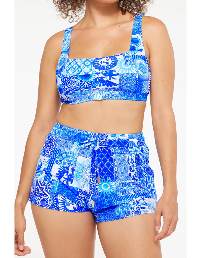 Delta Blue Drawstring Beach Shorts