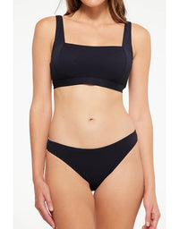 Textured Black Underwire Bikini Top