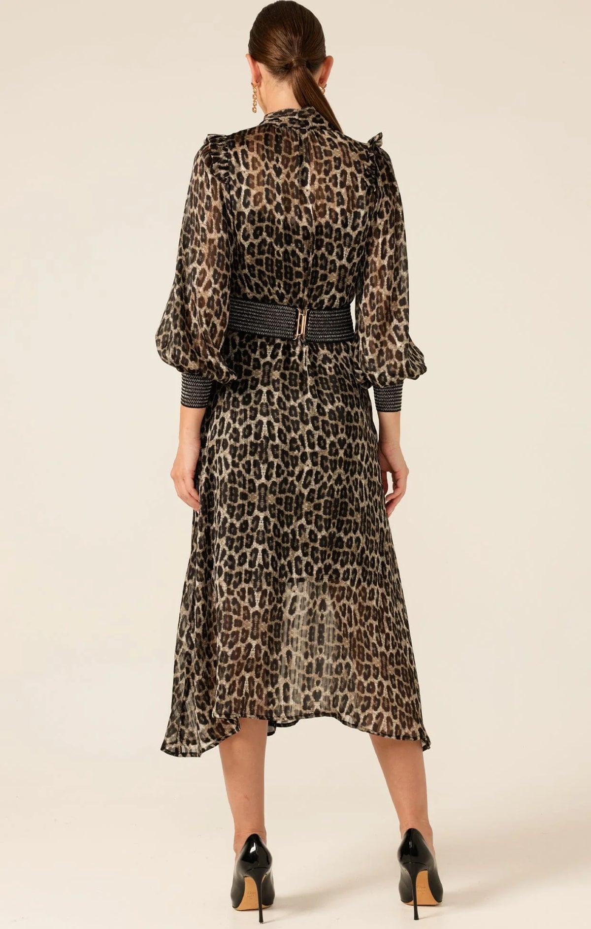 Tree Hollow Midi Dress Animal Print