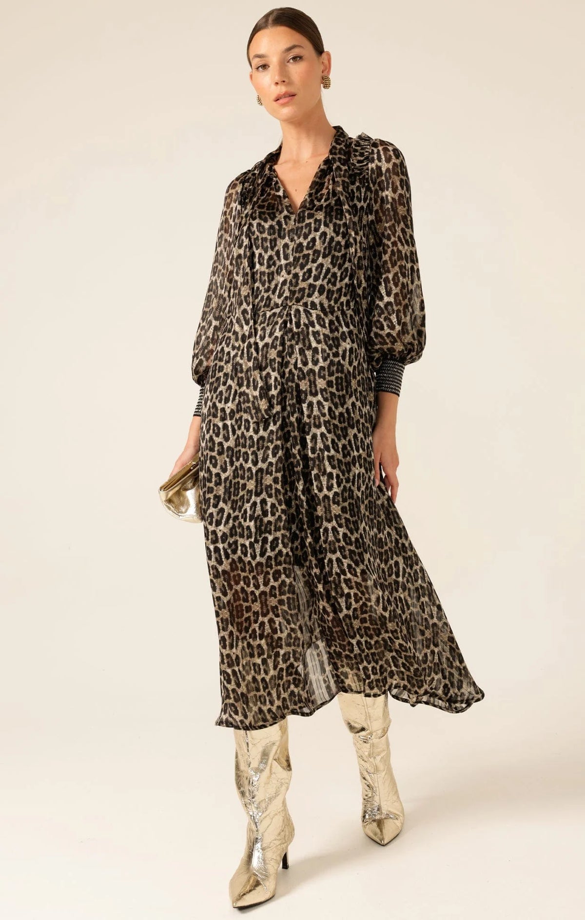 Tree Hollow Midi Dress Animal Print
