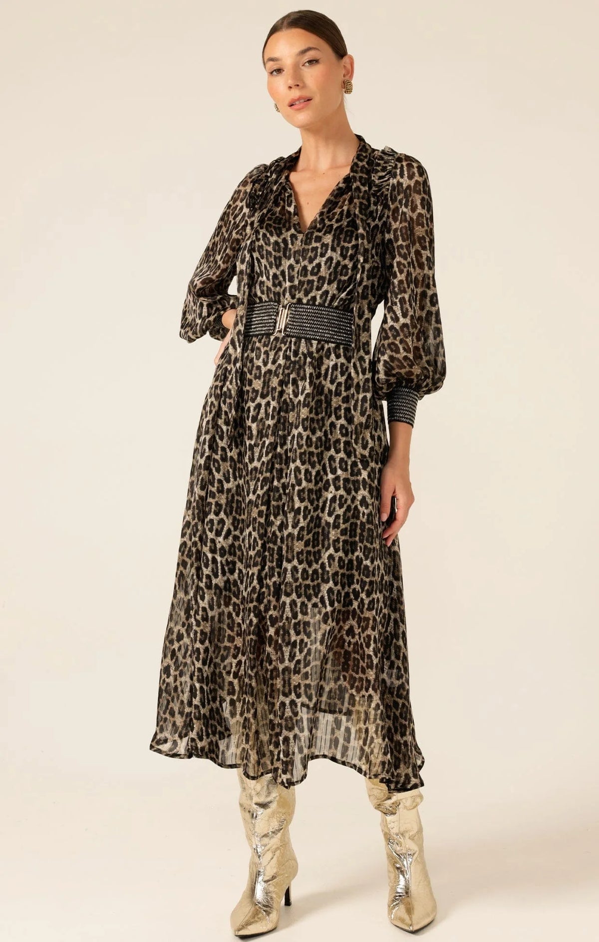 Tree Hollow Midi Dress Animal Print