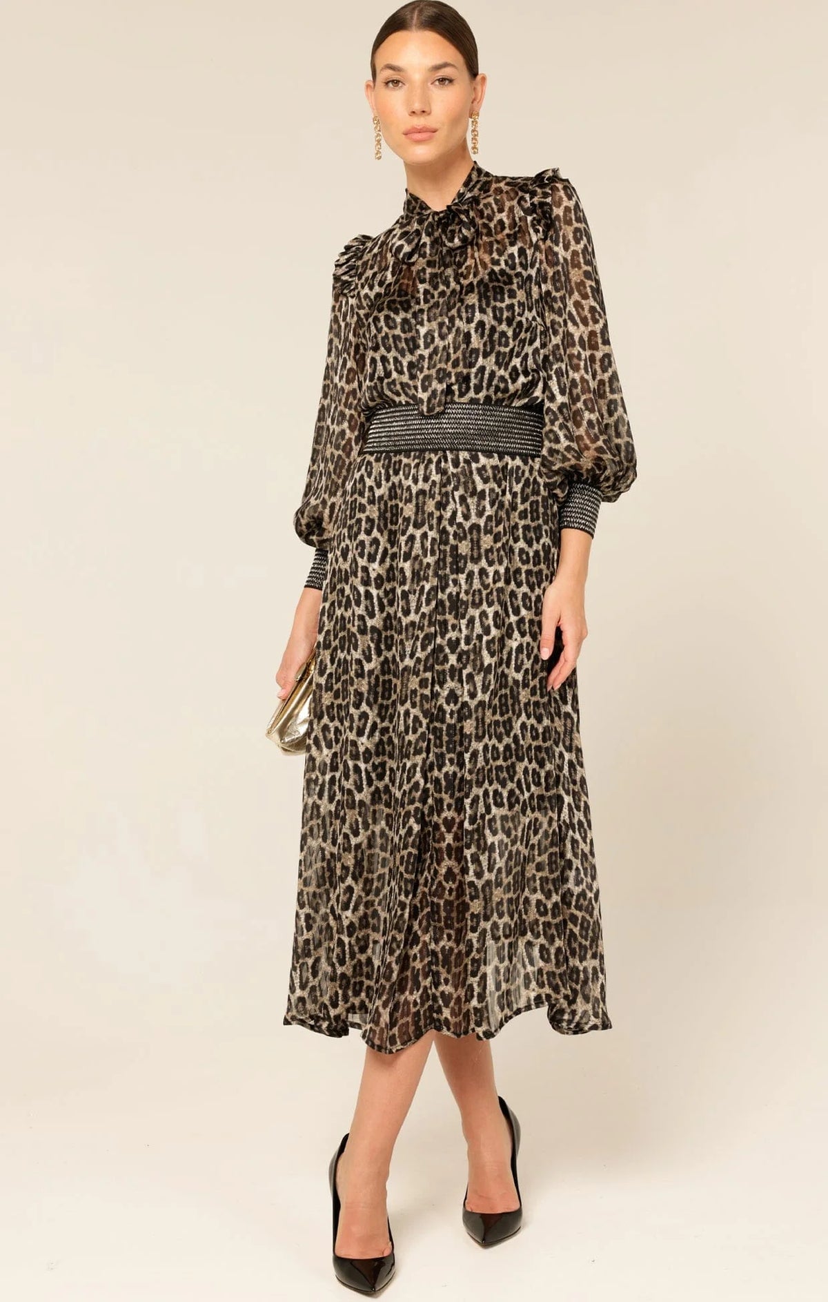 Tree Hollow Midi Dress Animal Print