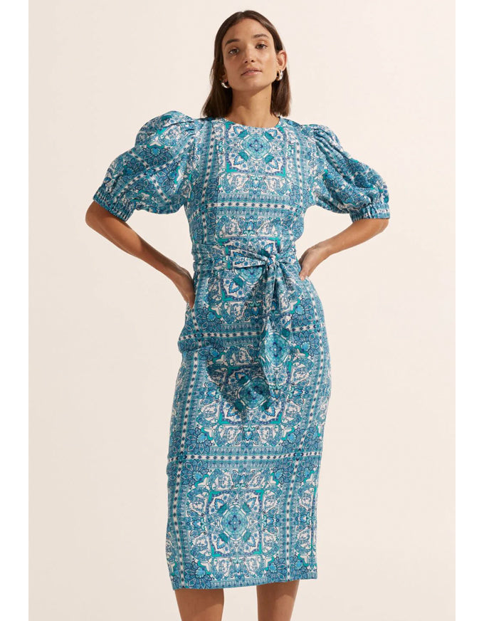 Venture Dress Sapphire Tile Print