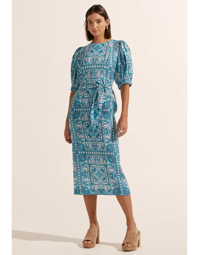 Venture Dress Sapphire Tile Print