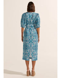 Venture Dress Sapphire Tile Print