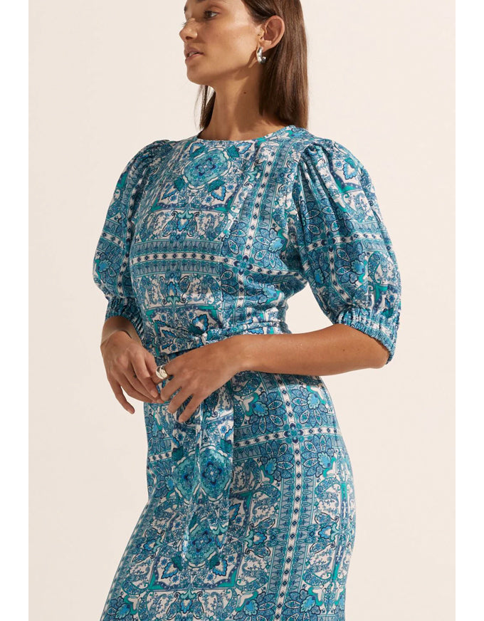 Venture Dress Sapphire Tile Print