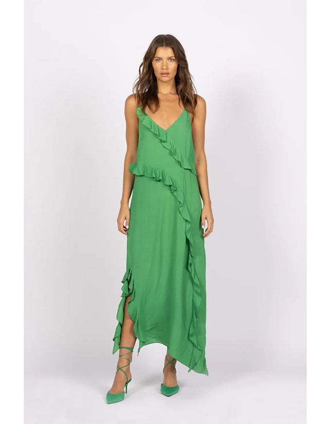 Daydream Ruffle Slip Dress Summer Green