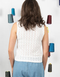 Violet Textured Tank in White by Maud Dainty