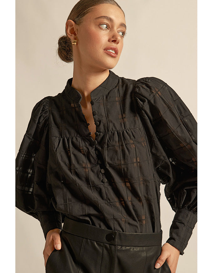 Vista Top Black Check