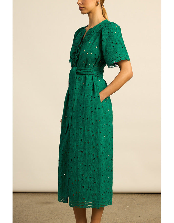 Voyage Dress Emerald Broderie