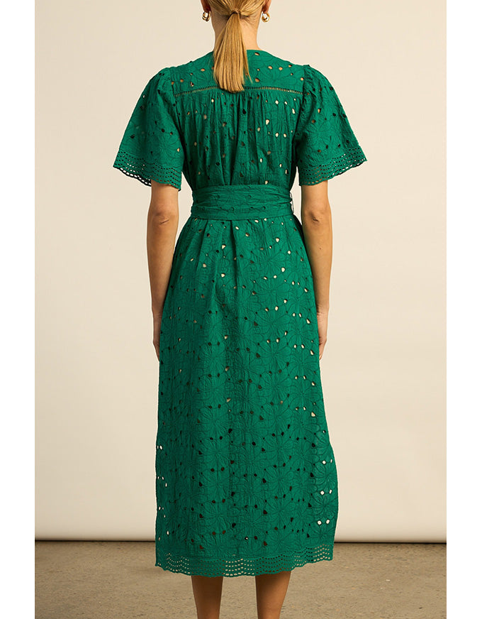 Voyage Dress Emerald Broderie