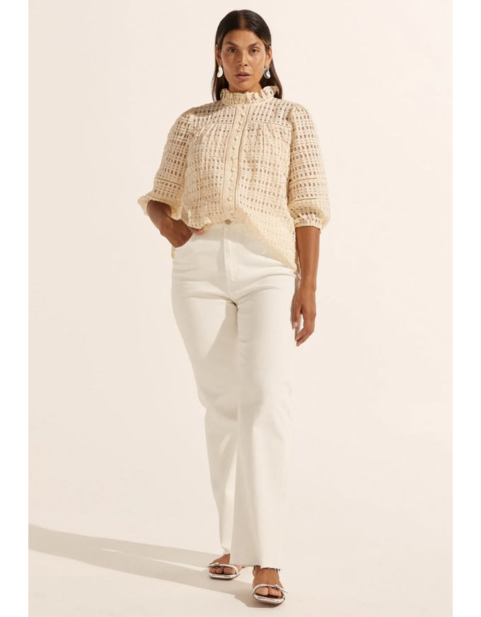 Wayfarer Blouse Cream Window Check