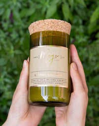 Wine Bottle Candle Wild Basil & Cucumber