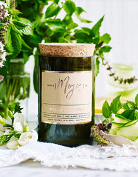 Wine Bottle Candle Wild Basil & Cucumber