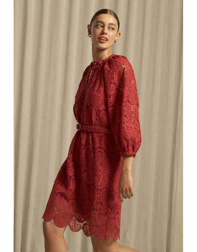 Wisp Dress Raspberry Paisley Lace