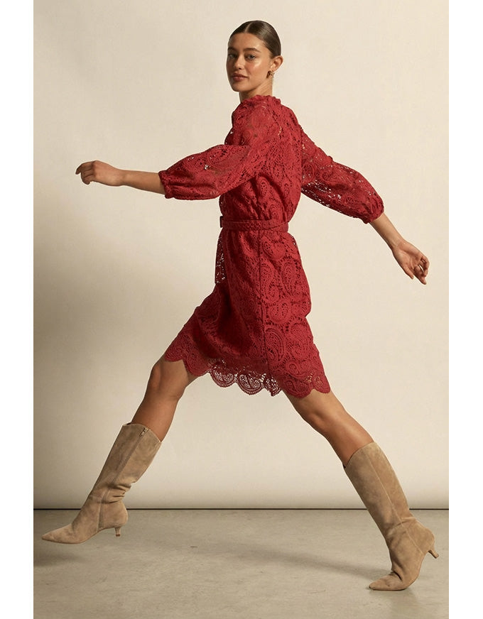 Wisp Dress Raspberry Paisley Lace