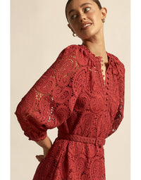 Wisp Dress Raspberry Paisley Lace