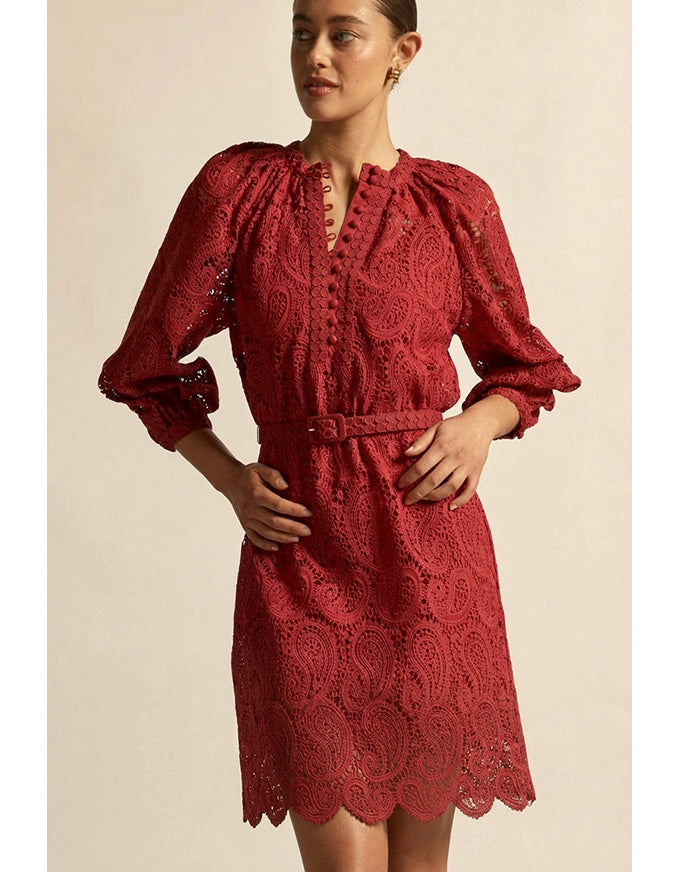 Wisp Dress Raspberry Paisley Lace