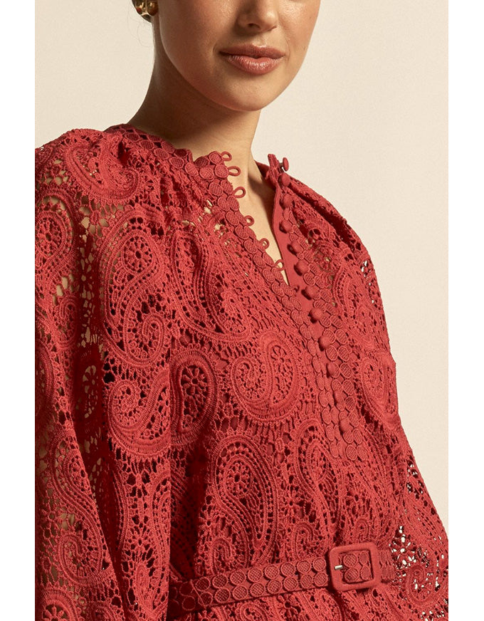 Wisp Dress Raspberry Paisley Lace