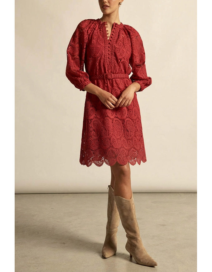 Wisp Dress Raspberry Paisley Lace