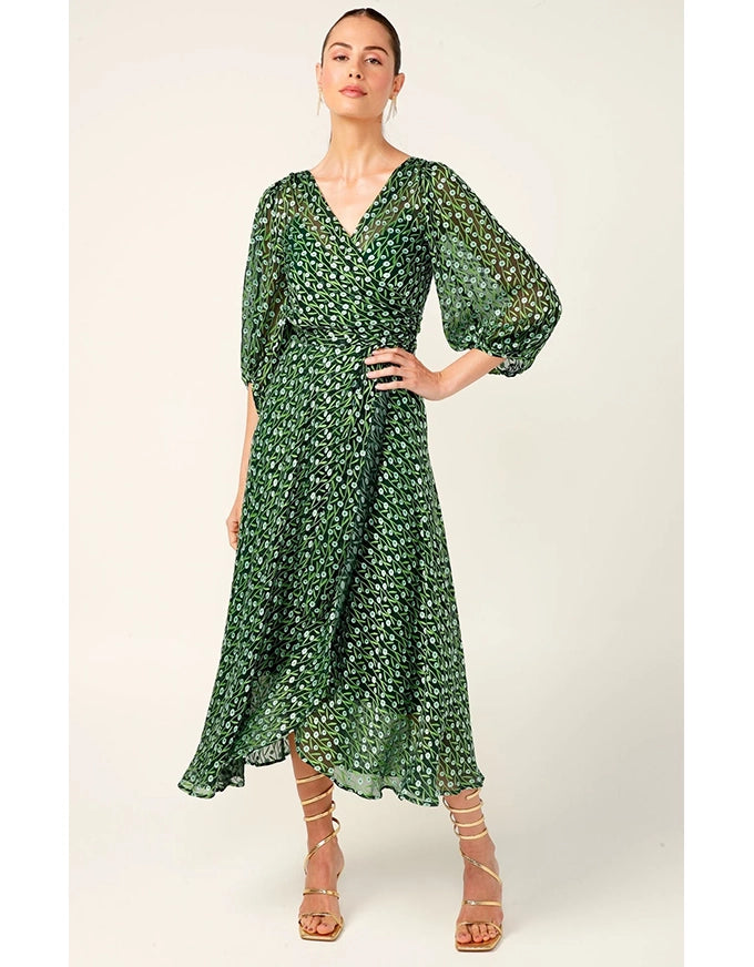 Wonderland Midi Wrap Emerald Poppy